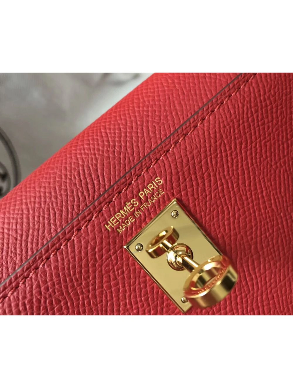 Hermes Kelly Mini II Bag In Rouge Vif Epsom Leather GHW