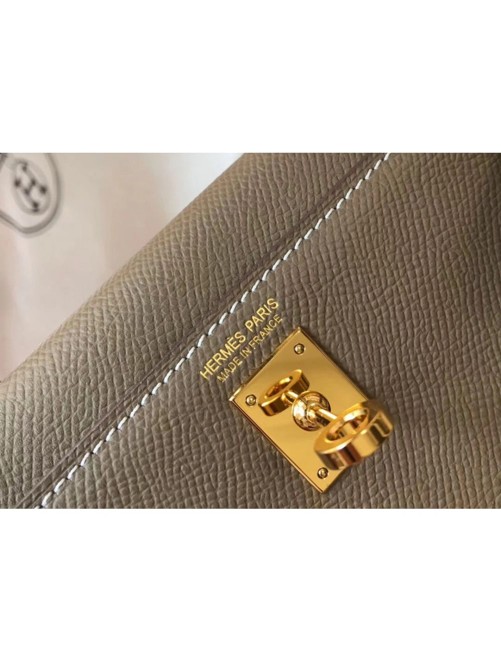 Hermes Kelly Mini II Bag In Taupe Grey Epsom Leather GHW