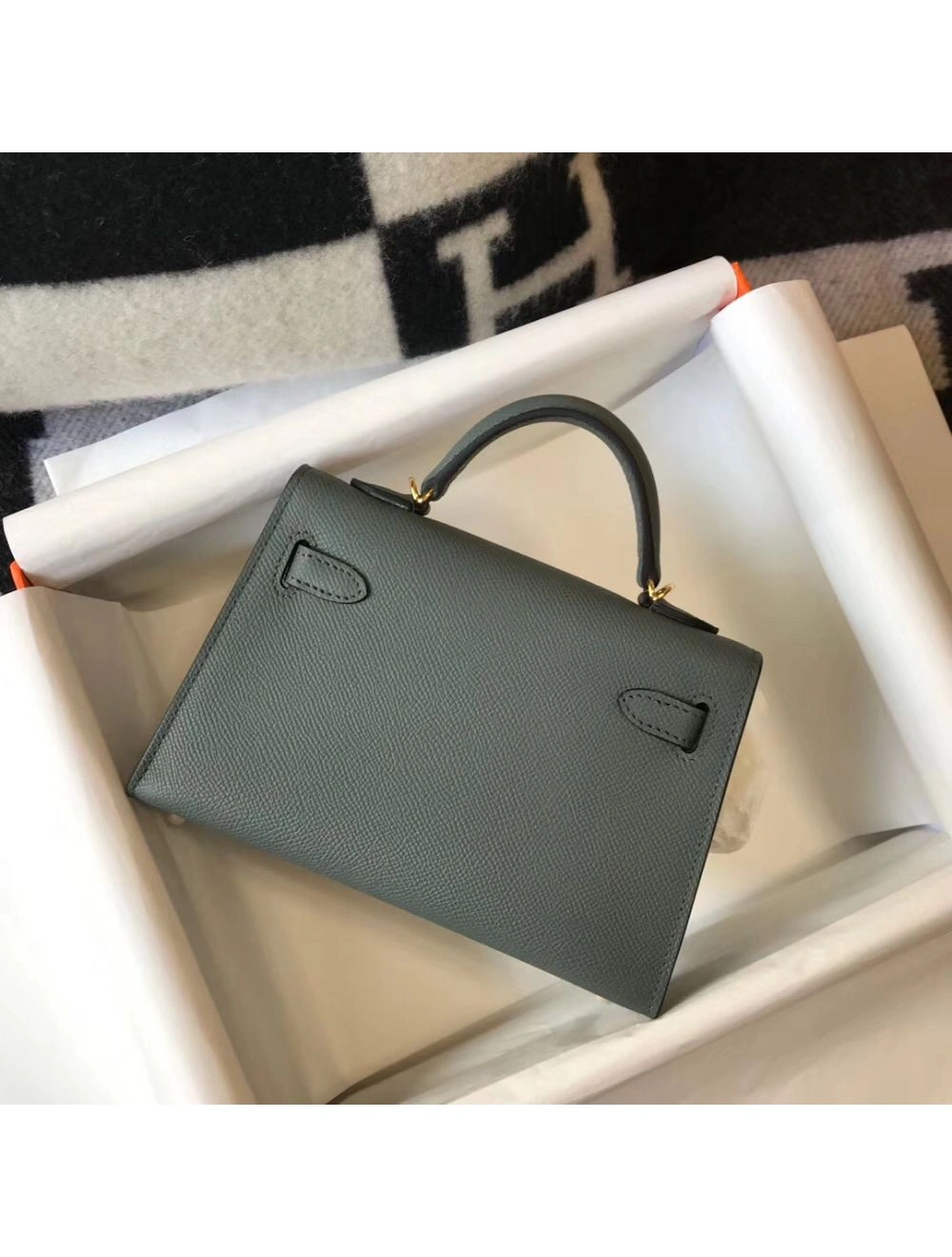 Hermes Kelly Mini II Bag In Vert Amande Epsom Leather GHW