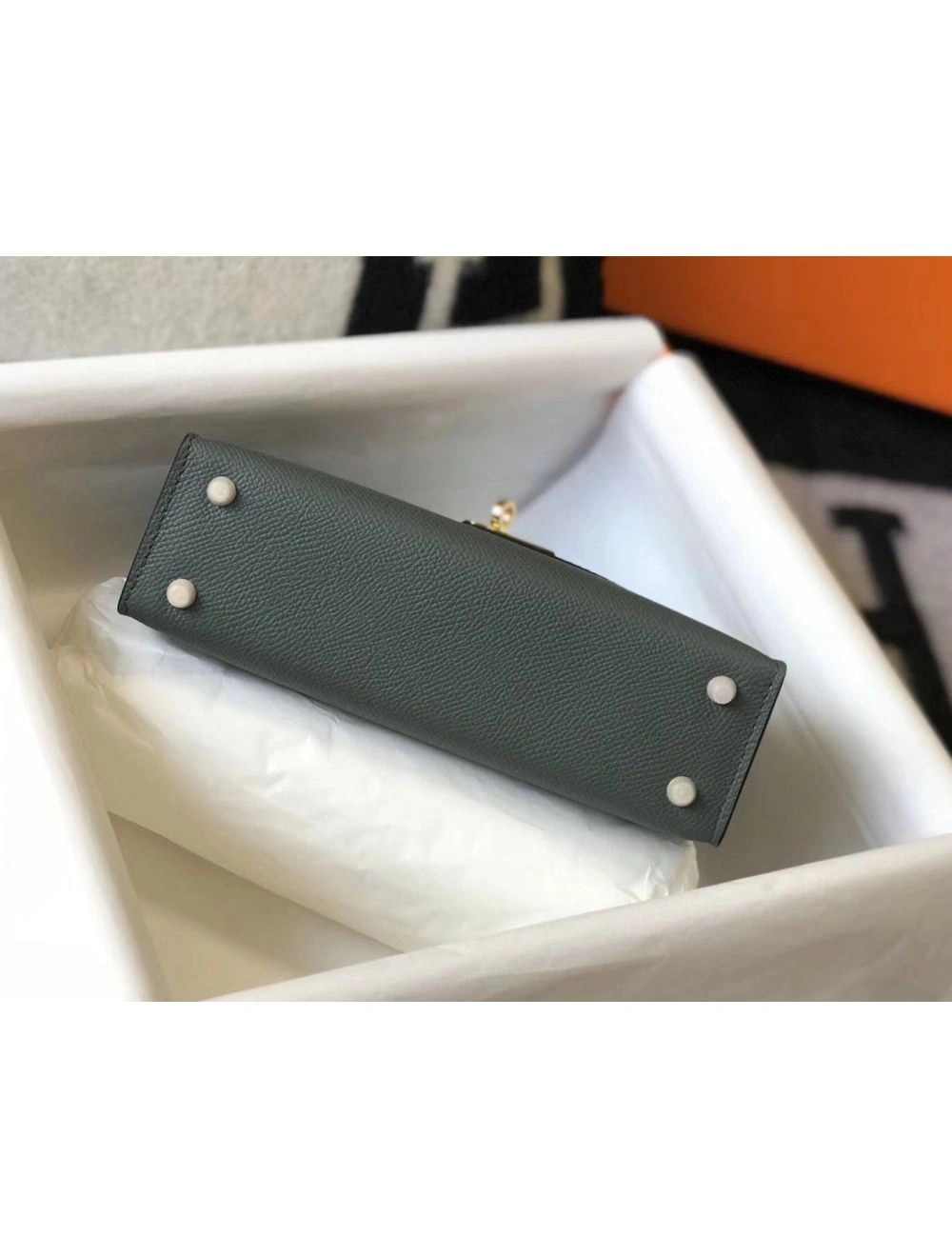 Hermes Kelly Mini II Bag In Vert Amande Epsom Leather GHW