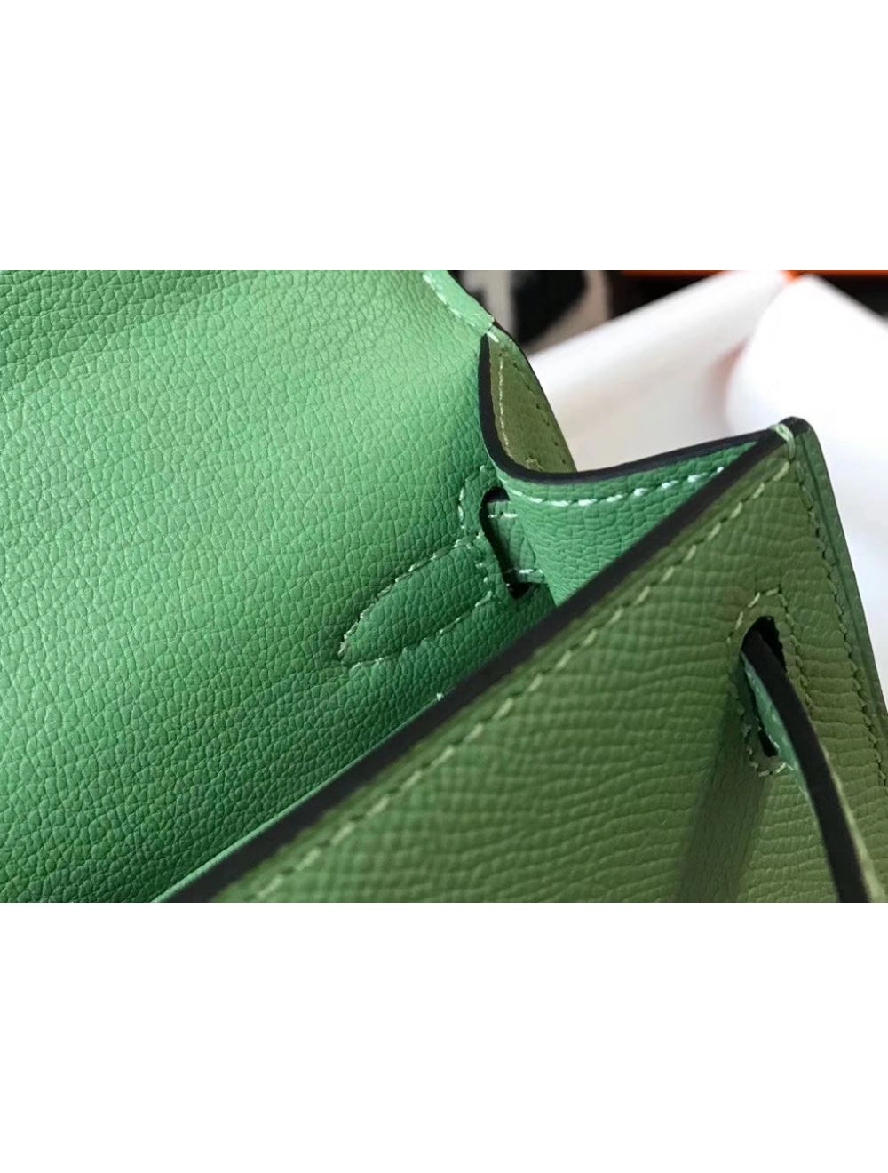 Hermes Kelly Mini II Bag In Vert Criquet Epsom Leather GHW