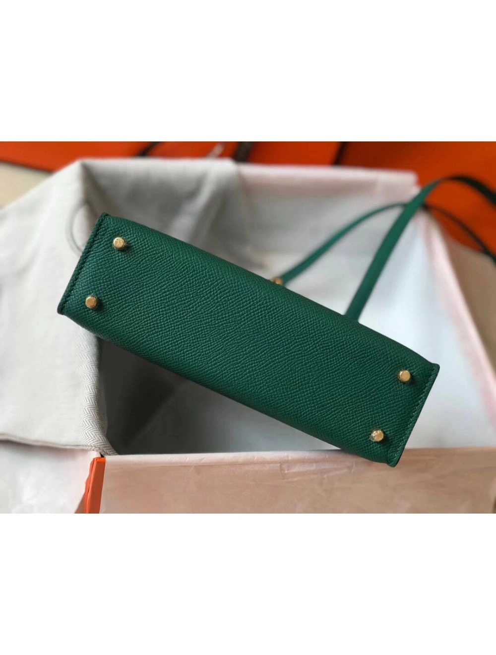 Hermes Kelly Mini II Bag In Vert Vertigo Epsom Leather GHW