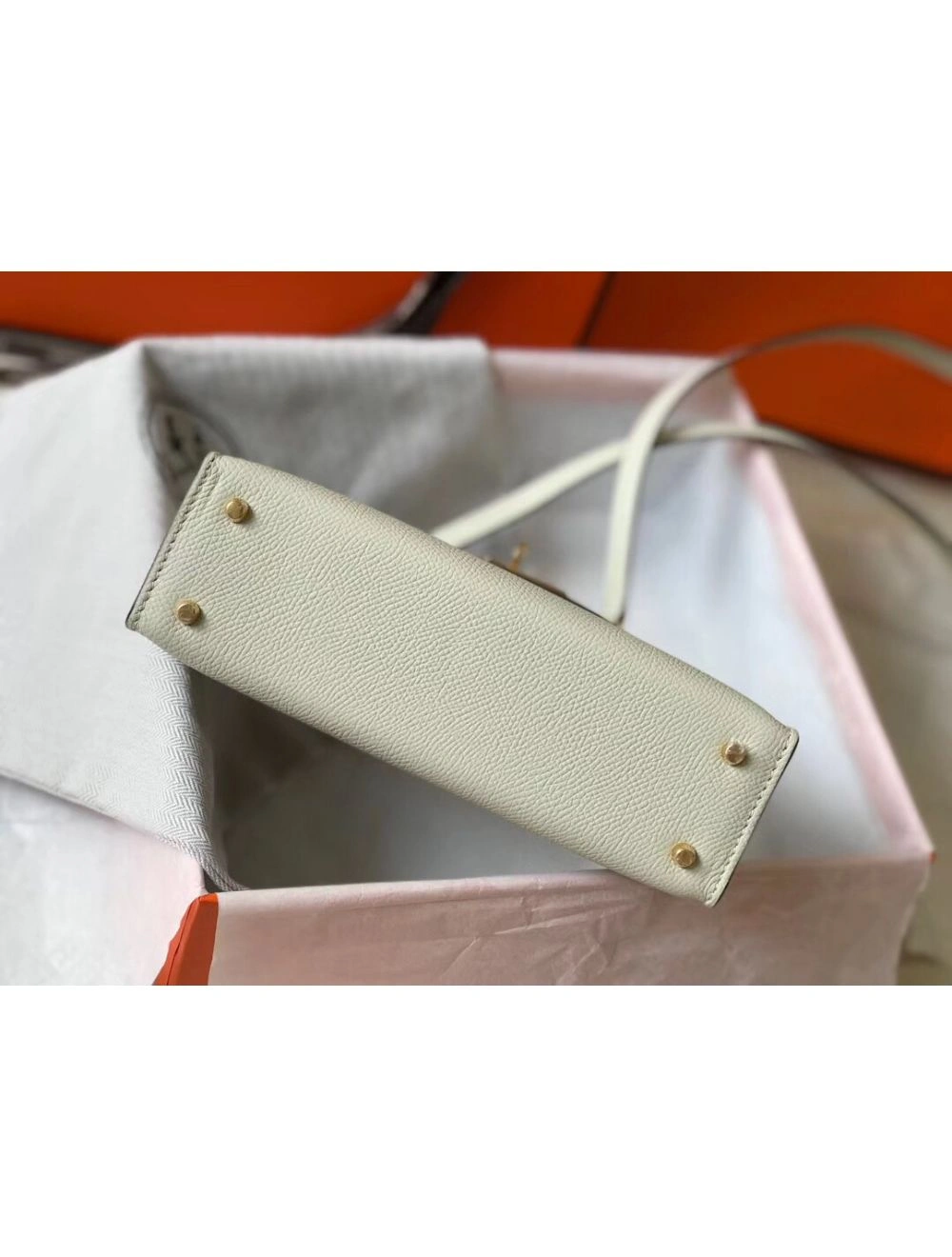 Hermes Kelly Mini II Bag In White Epsom Leather GHW