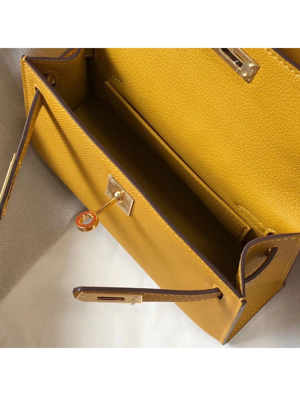 Hermes Kelly Mini II Bag In Yellow Epsom Leather GHW