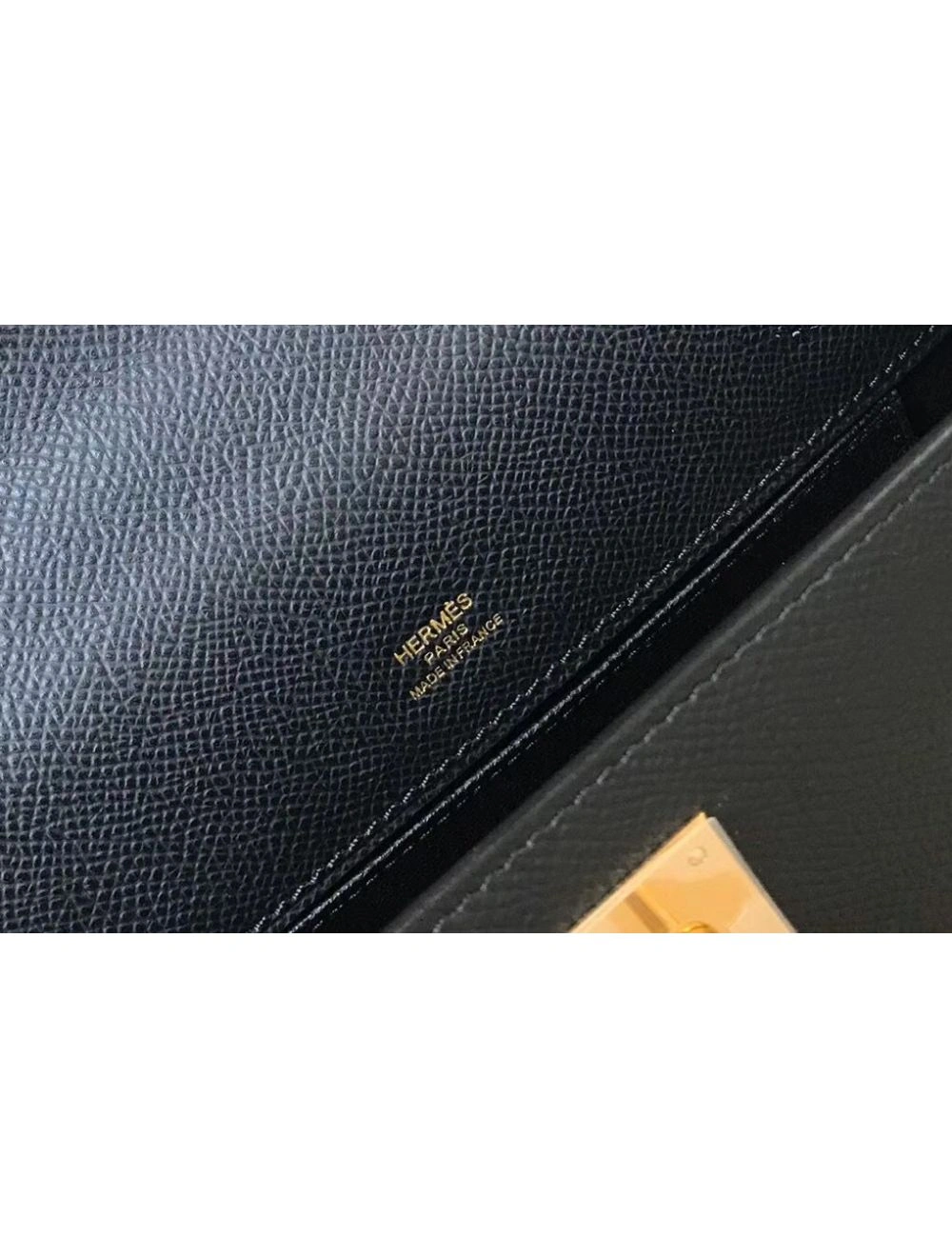 Hermes Kelly Pochette Bag In Black Epsom Leather