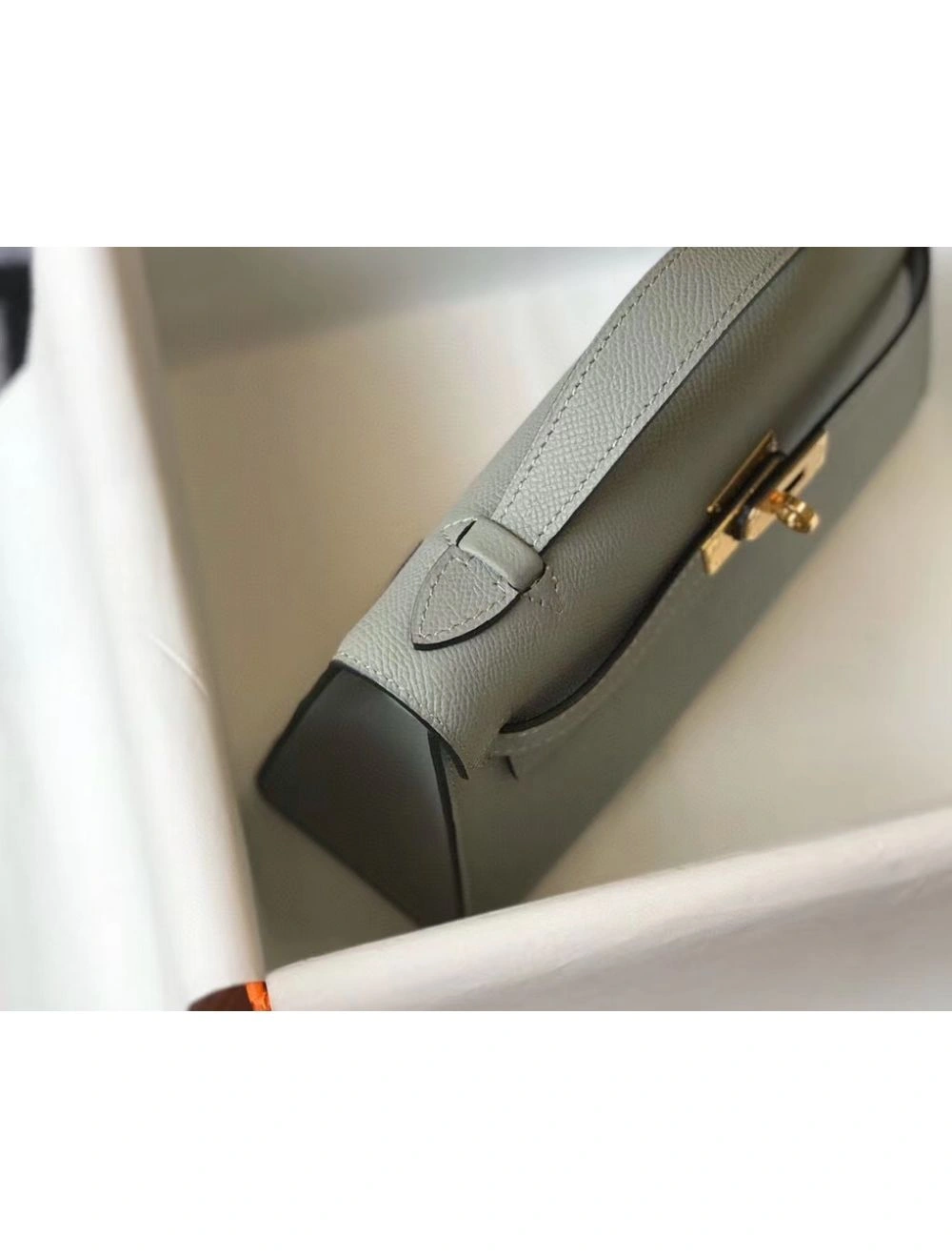 Hermes Kelly Pochette Bag In Blue Glacier Epsom Leather