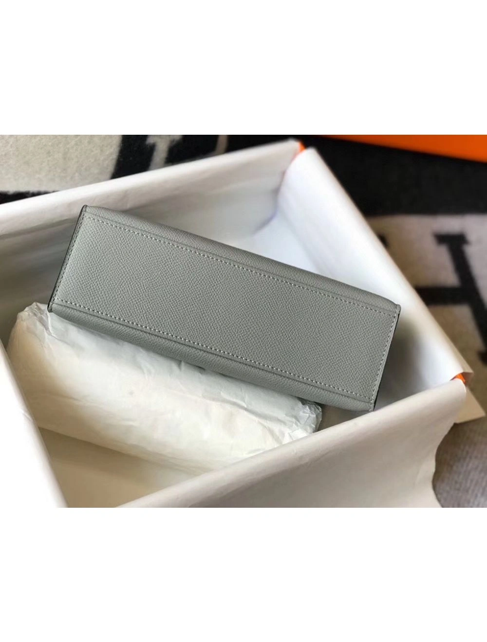 Hermes Kelly Pochette Bag In Blue Glacier Epsom Leather