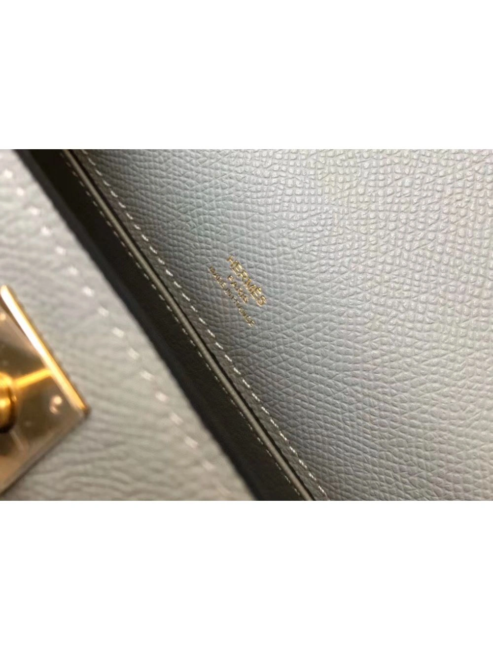 Hermes Kelly Pochette Bag In Blue Glacier Epsom Leather