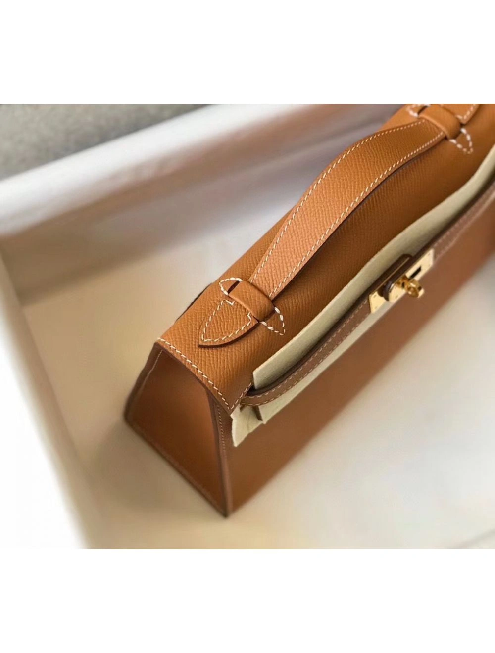 Hermes Kelly Pochette Bag In God Epsom Leather