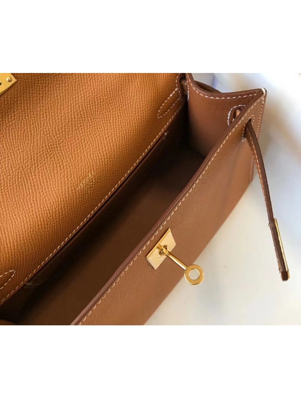 Hermes Kelly Pochette Bag In God Epsom Leather