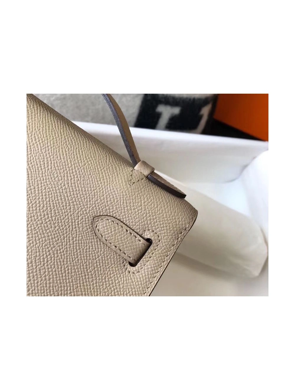 Hermes Kelly Pochette Bag In Gris Tourterelle Epsom Leather