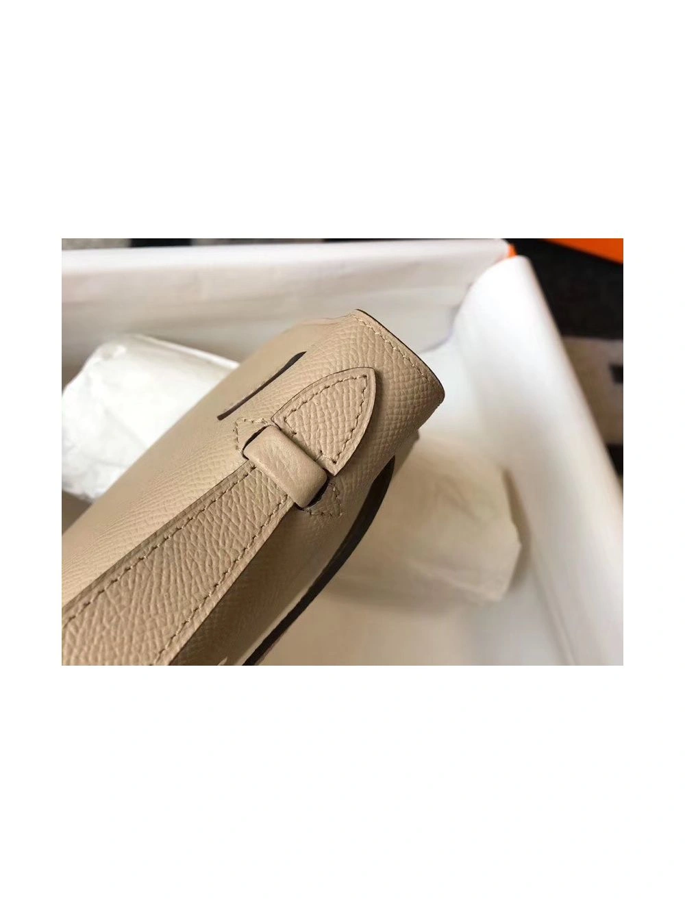 Hermes Kelly Pochette Bag In Gris Tourterelle Epsom Leather