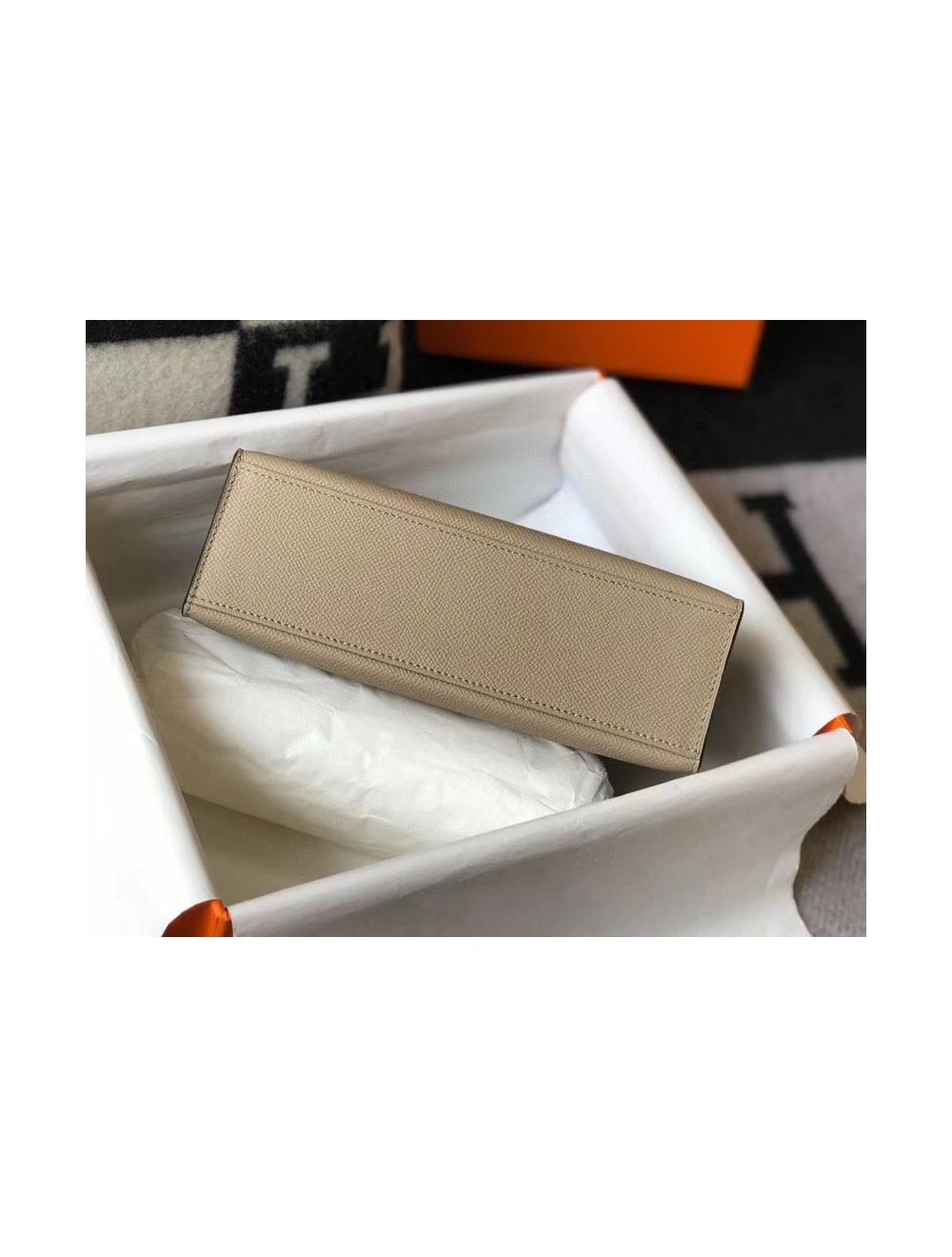 Hermes Kelly Pochette Bag In Gris Tourterelle Epsom Leather