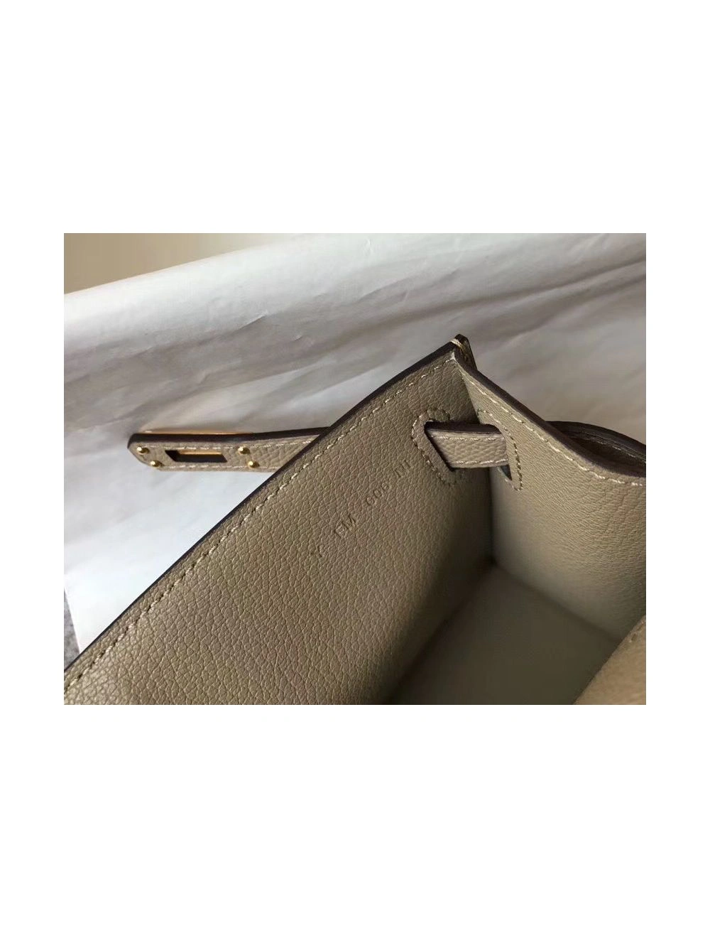 Hermes Kelly Pochette Bag In Gris Tourterelle Epsom Leather