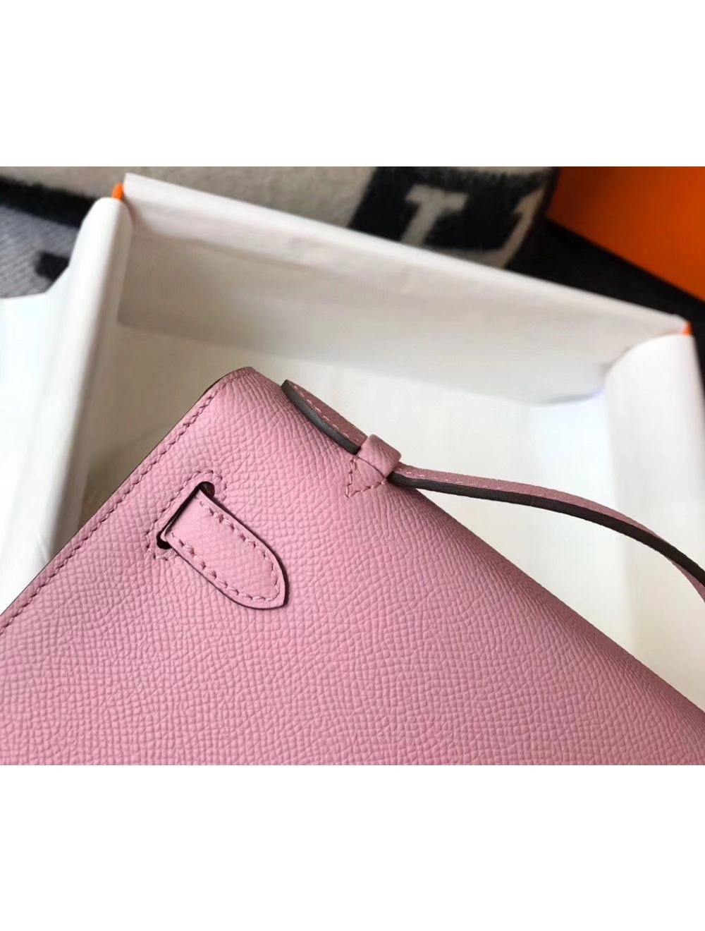 Hermes Kelly Pochette Bag In Mauve Sylvestre Epsom Leather