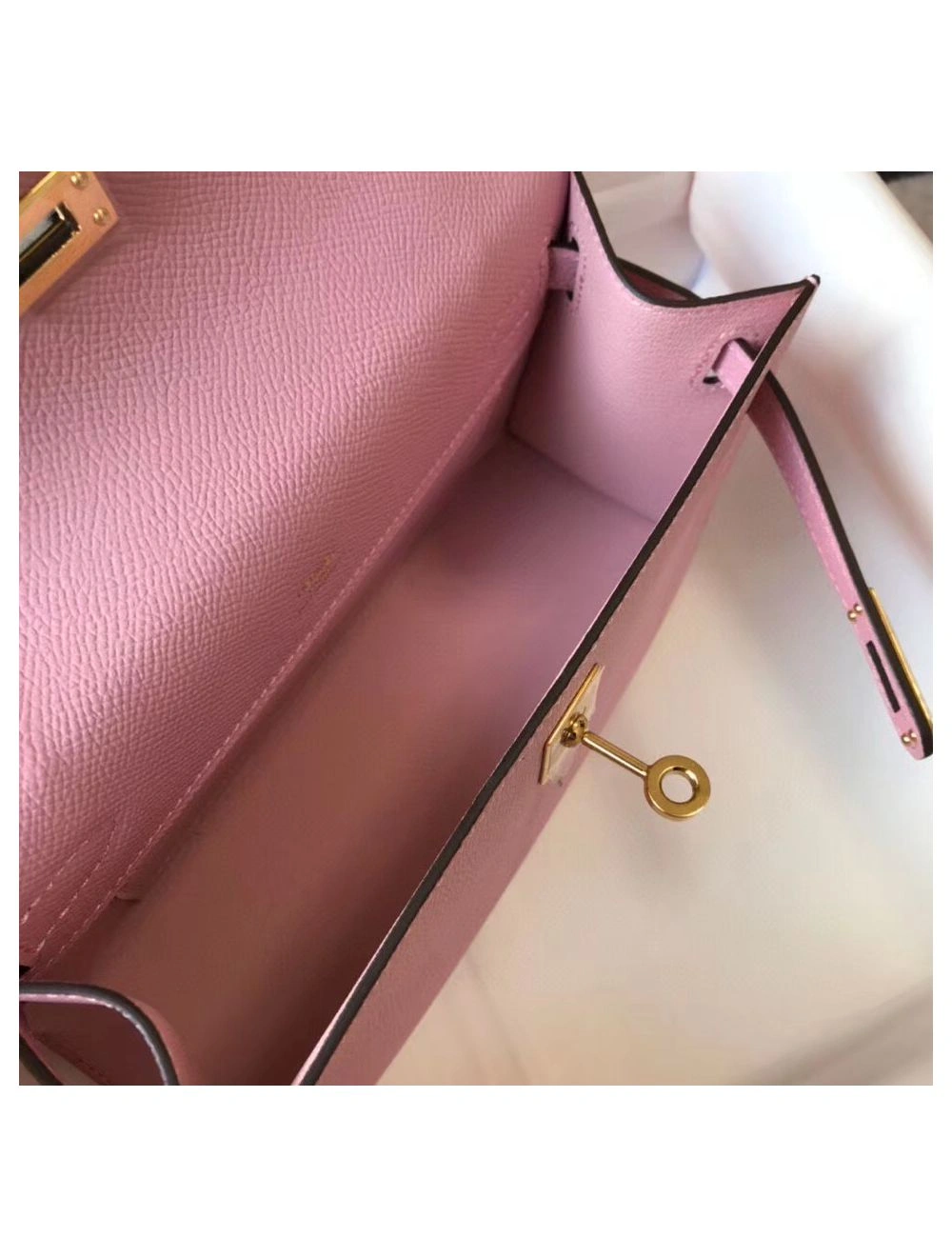 Hermes Kelly Pochette Bag In Mauve Sylvestre Epsom Leather