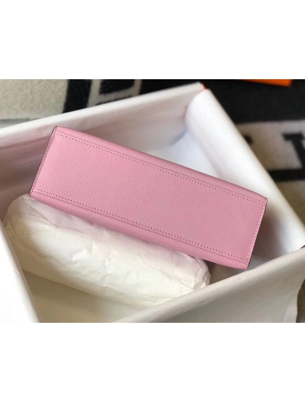 Hermes Kelly Pochette Bag In Mauve Sylvestre Epsom Leather