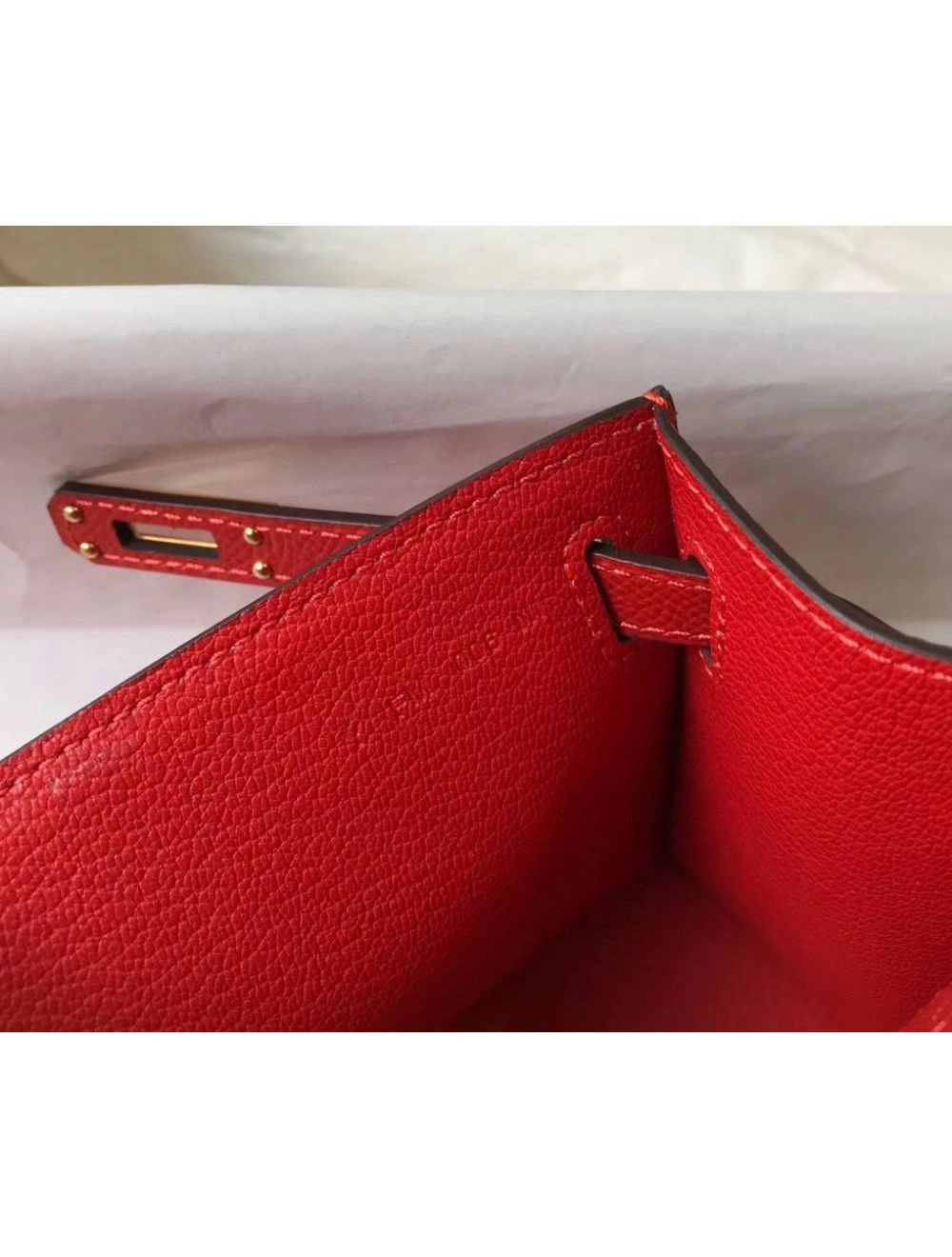 Hermes Kelly Pochette Bag In Red Epsom Leather