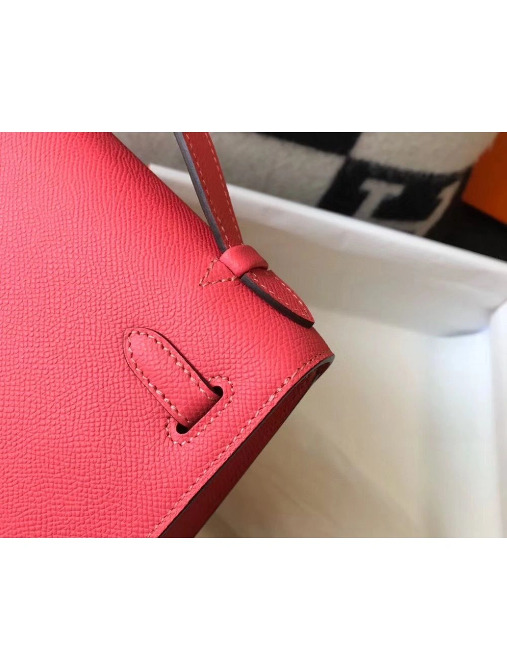 Hermes Kelly Pochette Bag In Rose Lipstick Epsom Leather