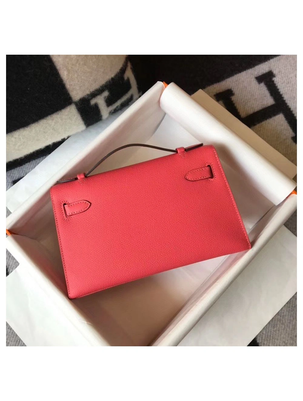 Hermes Kelly Pochette Bag In Rose Lipstick Epsom Leather