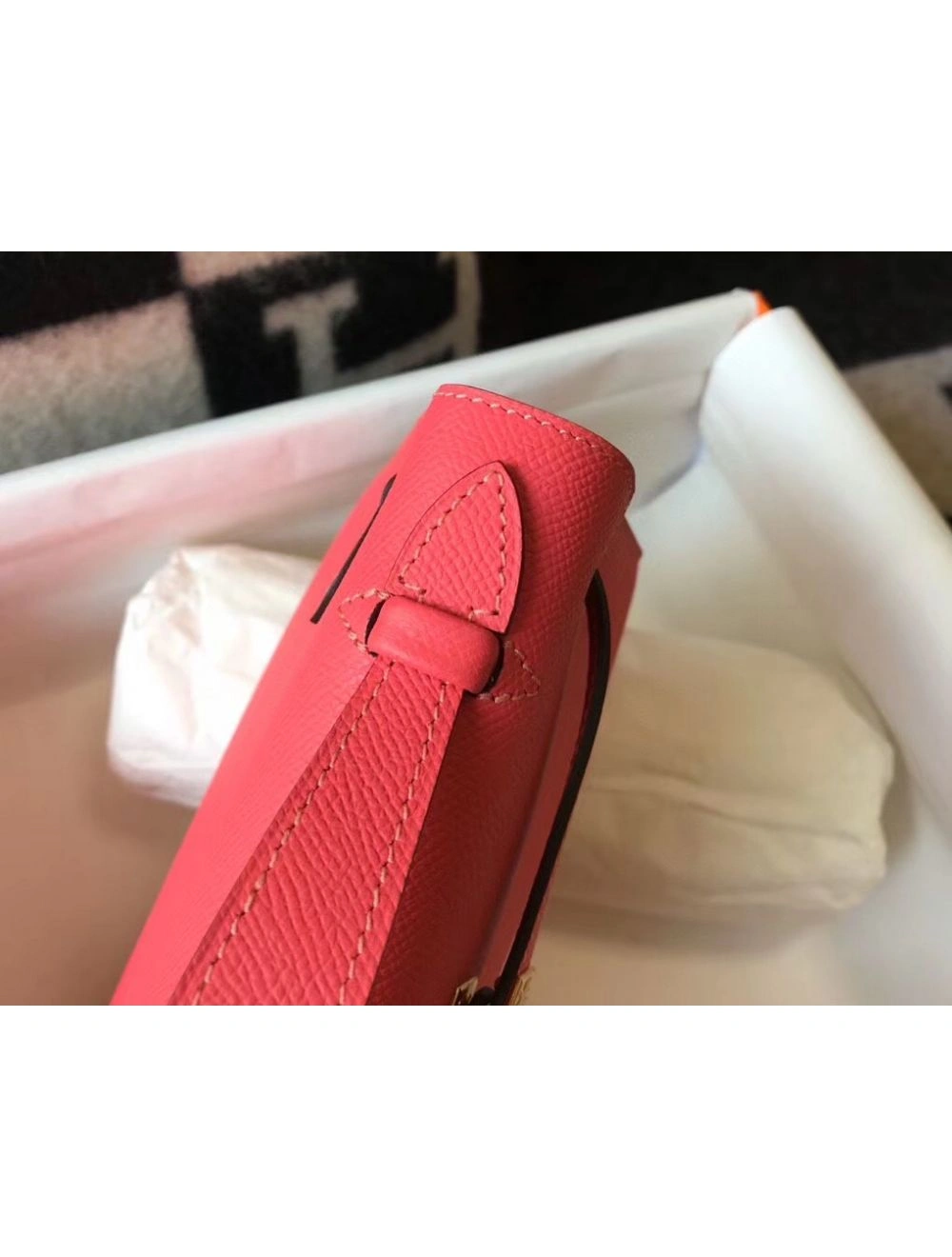 Hermes Kelly Pochette Bag In Rose Lipstick Epsom Leather