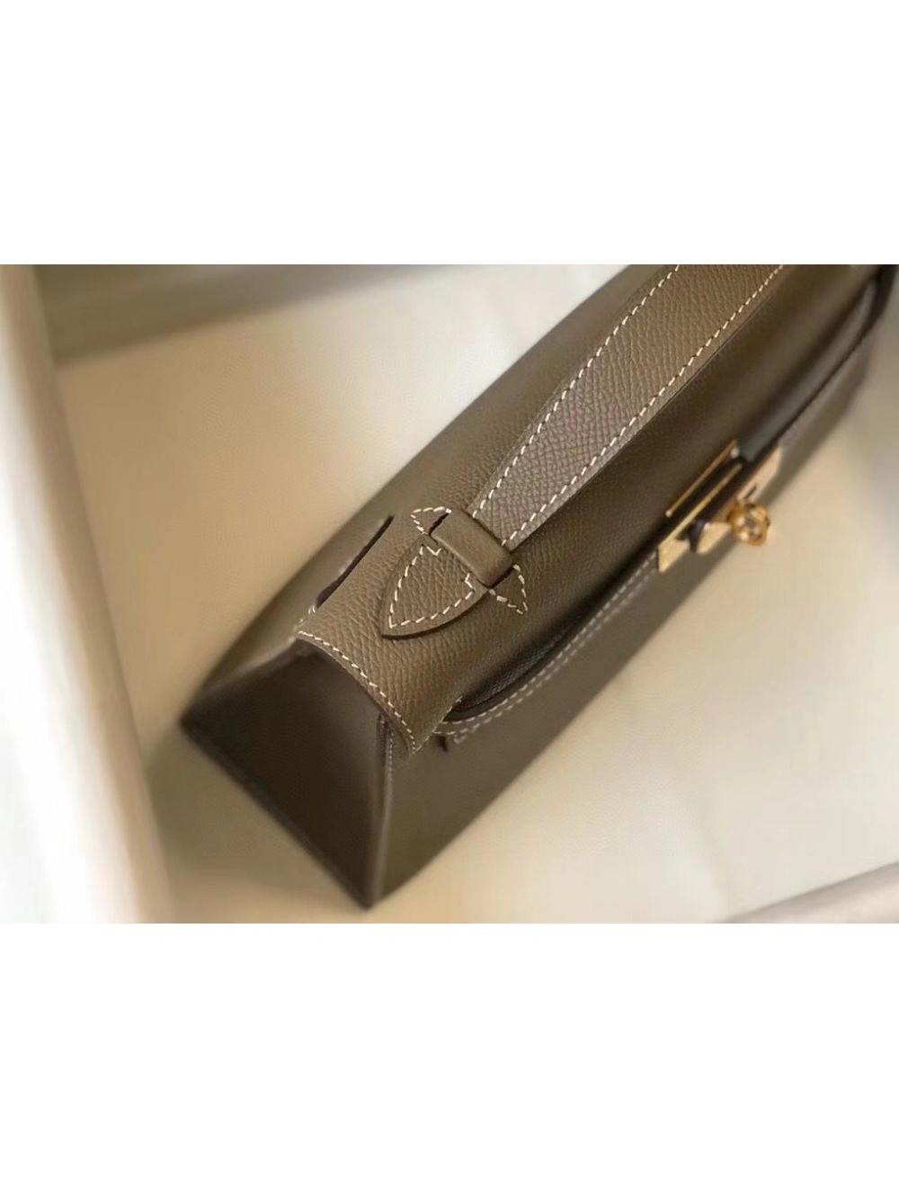 Hermes Kelly Pochette Bag In Taupe Grey Epsom Leather