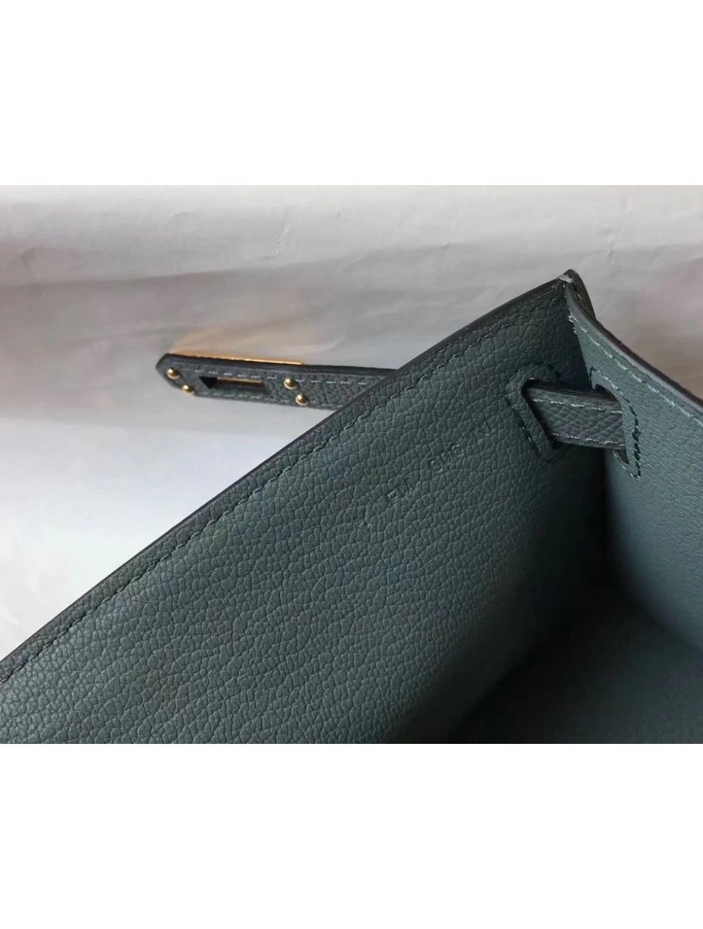 Hermes Kelly Pochette Bag In Vert Amande Epsom Leather