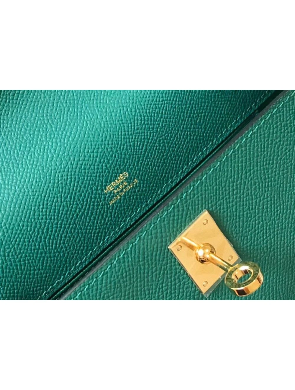 Hermes Kelly Pochette Bag In Vert Veronese Epsom Leather