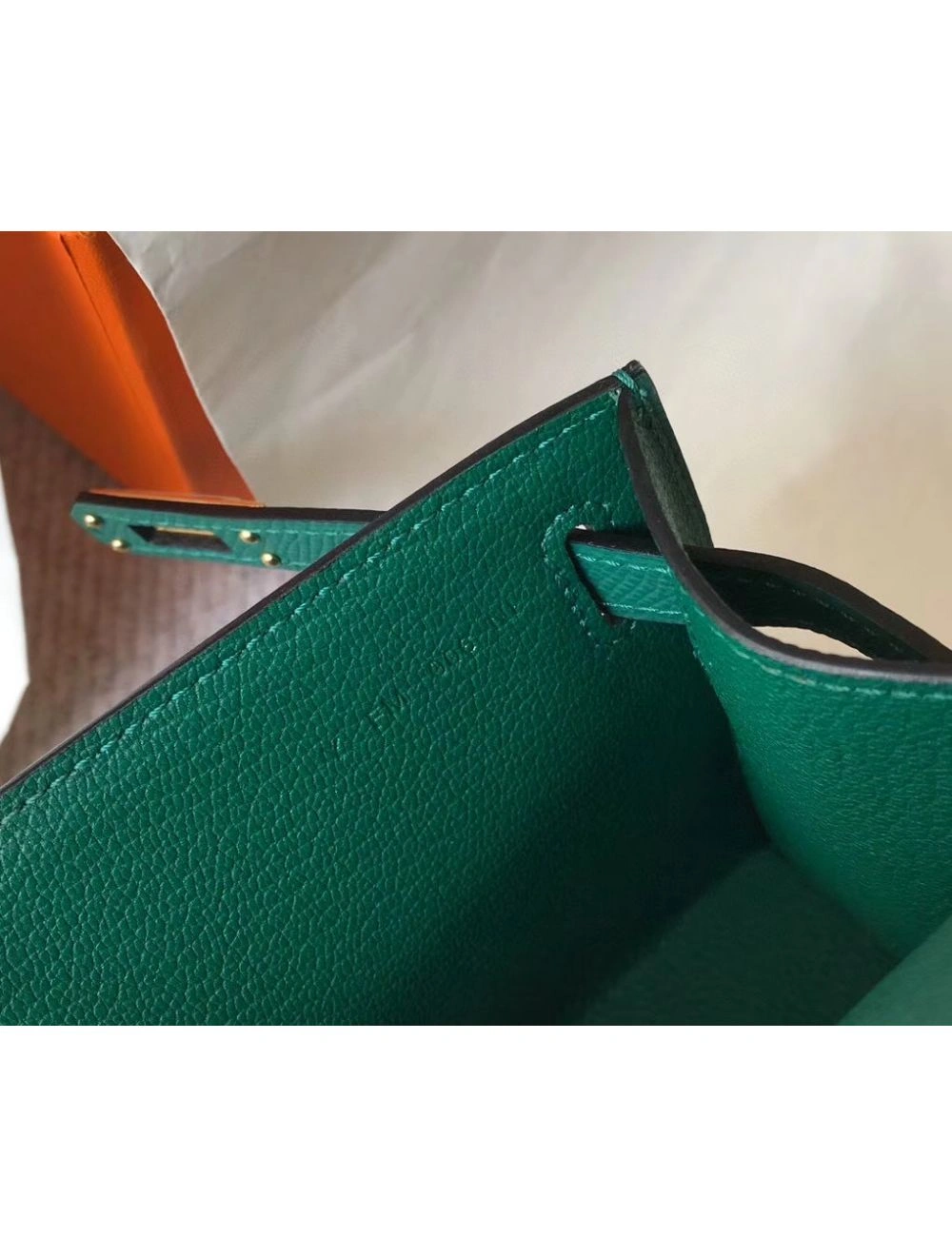 Hermes Kelly Pochette Bag In Vert Veronese Epsom Leather