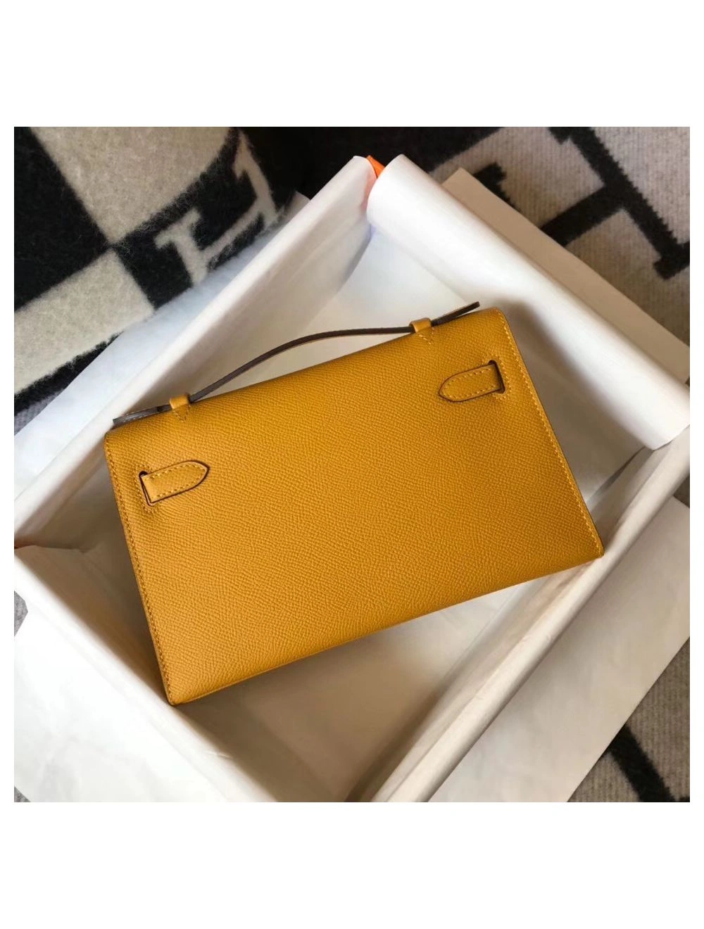 Hermes Kelly Pochette Bag In Yellow Epsom Leather