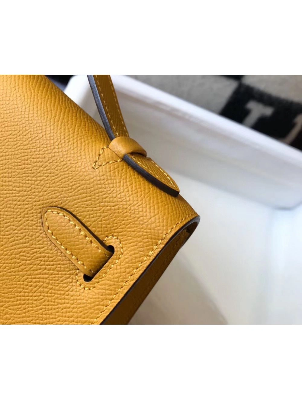 Hermes Kelly Pochette Bag In Yellow Epsom Leather