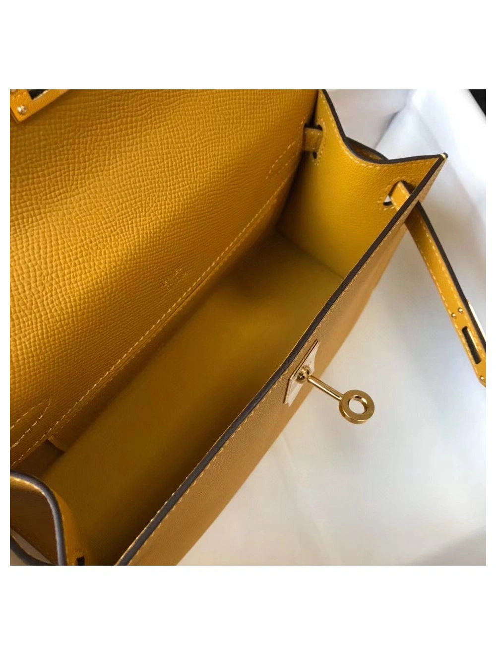 Hermes Kelly Pochette Bag In Yellow Epsom Leather