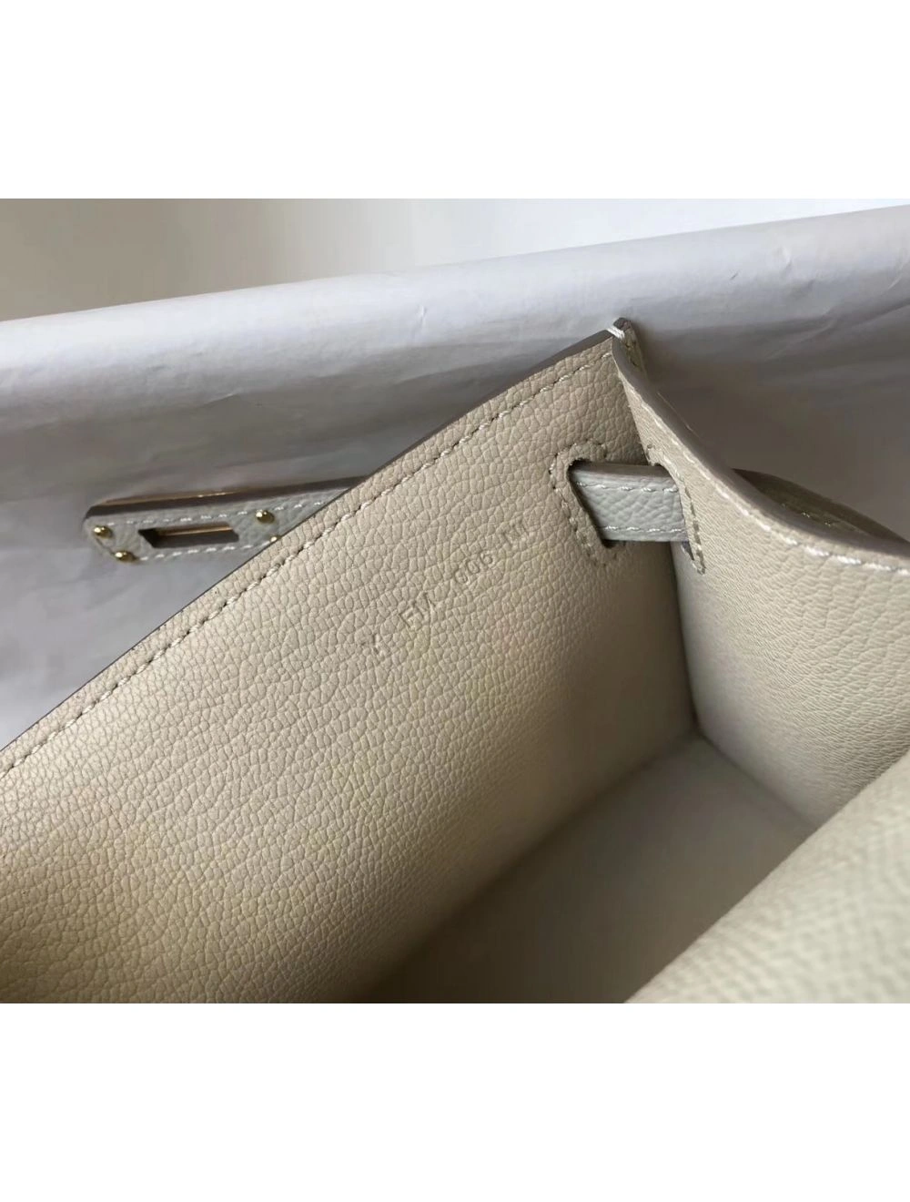 Hermes Kelly Pochette Bag In off-white Epsom Leather