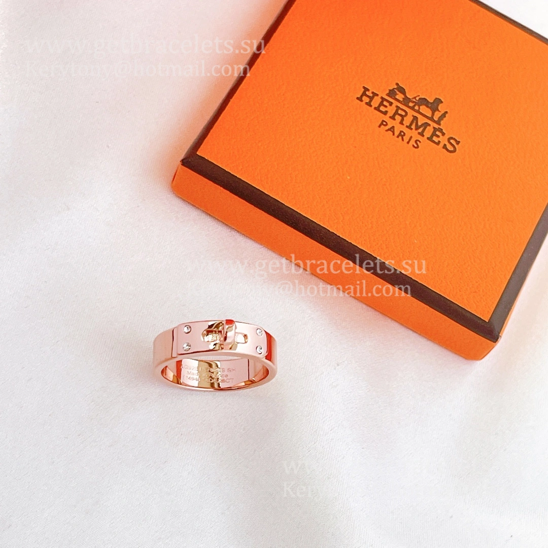 Hermes Kelly Ring Rose Gold With 4 Diamonds Couple Style