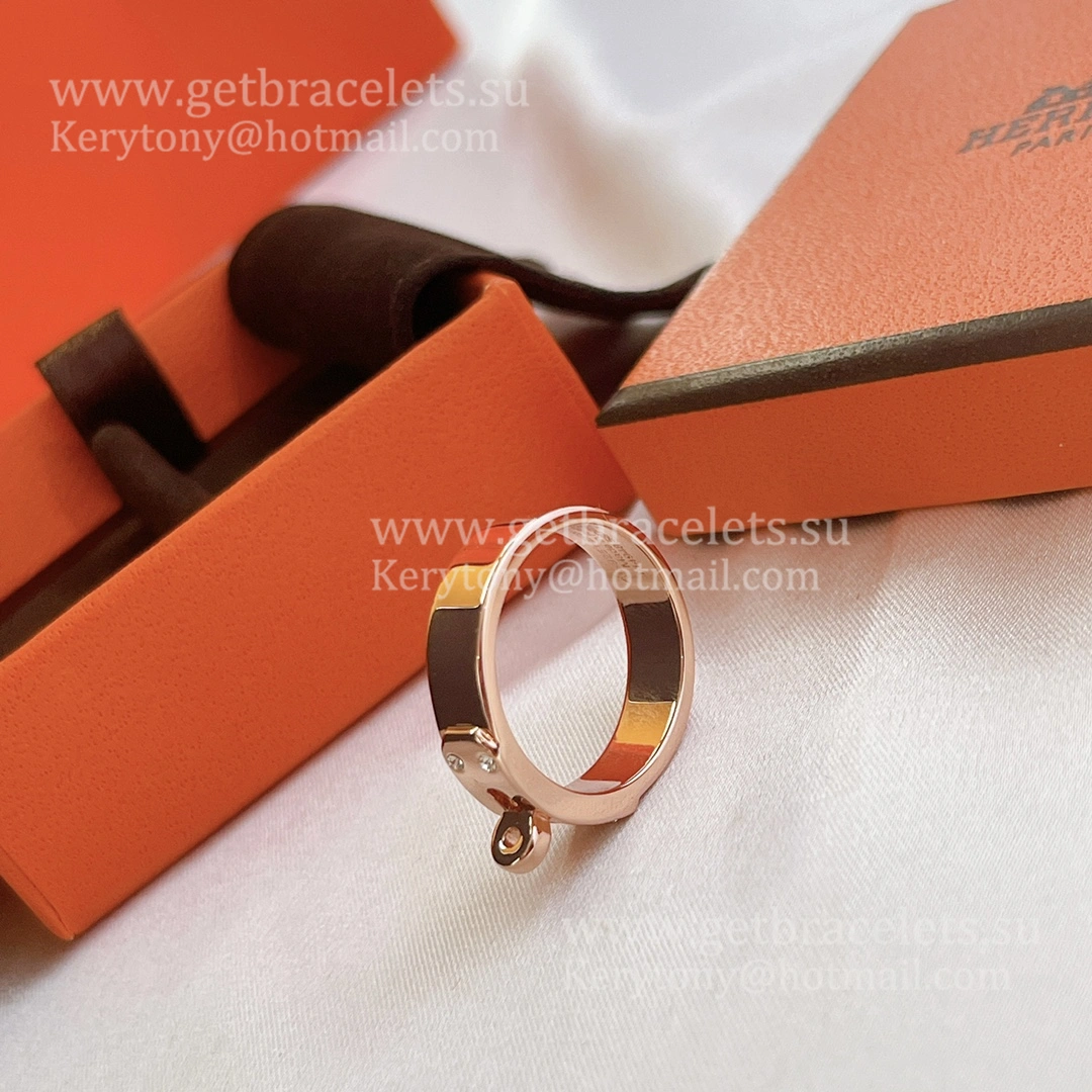 Hermes Kelly Ring Rose Gold With 4 Diamonds Couple Style