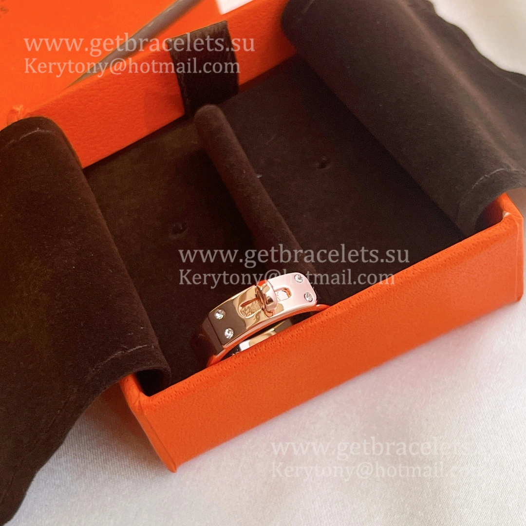 Hermes Kelly Ring Rose Gold With 4 Diamonds Couple Style