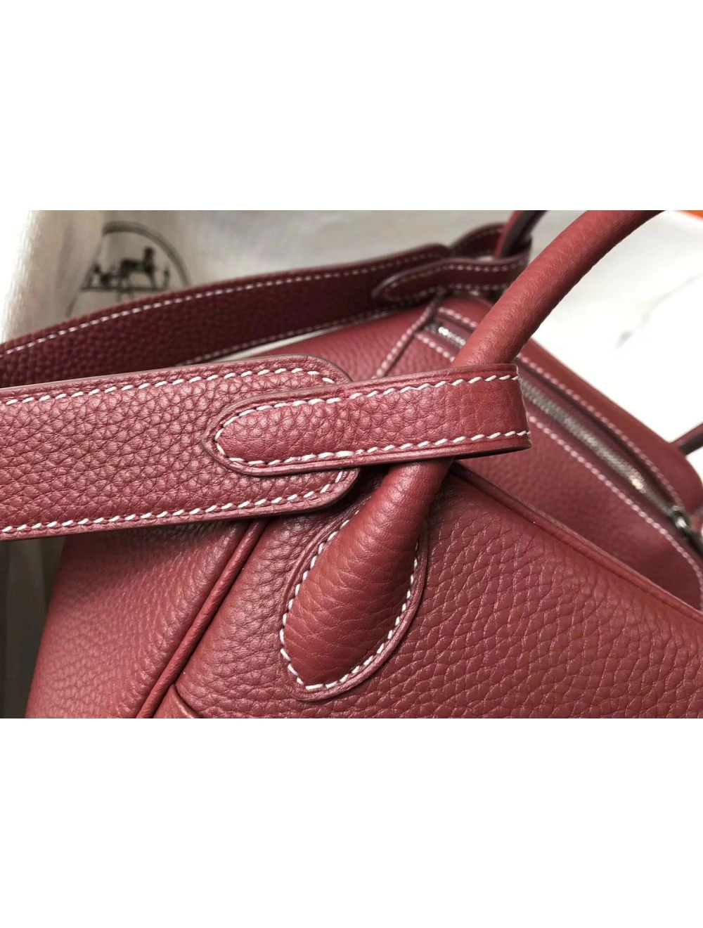 Hermes Lindy 26cm Bag In Bordeaux Clemence Leather PHW