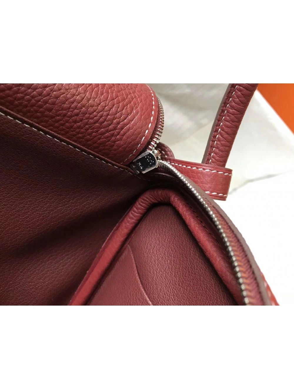 Hermes Lindy 26cm Bag In Bordeaux Clemence Leather PHW