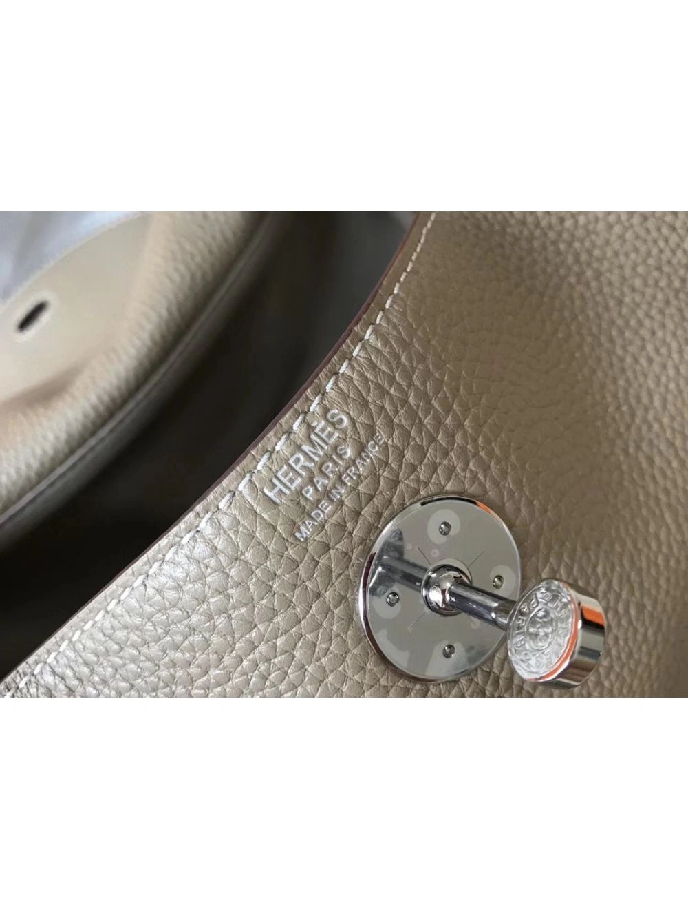 Hermes Lindy 26cm Bag In Gris Tourterelle Clemence Leather PHW