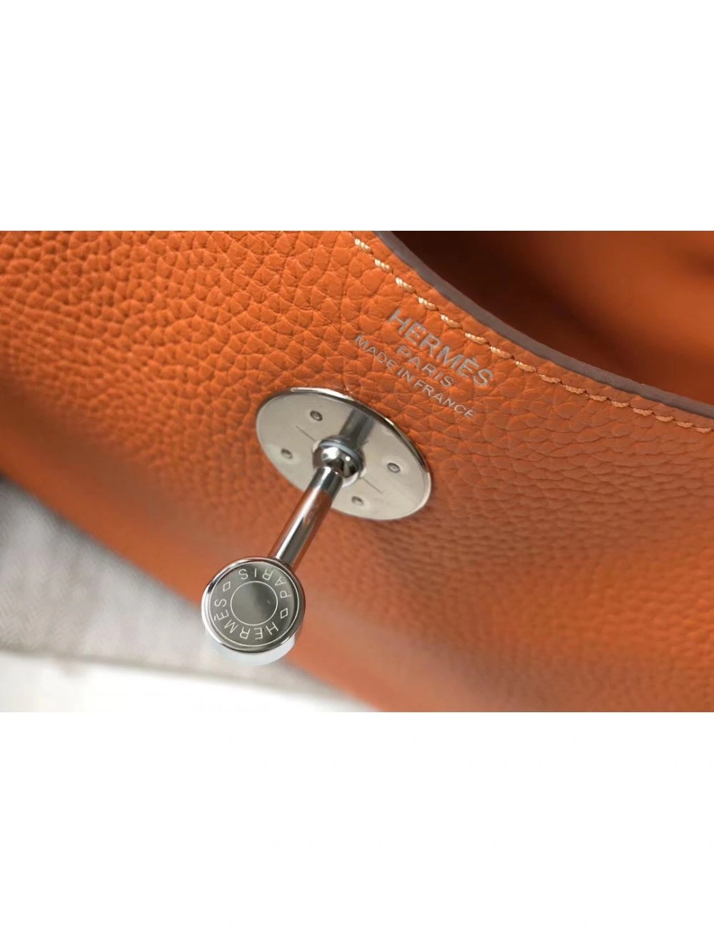 Hermes Lindy 26cm Bag In Orange Clemence Leather PHW