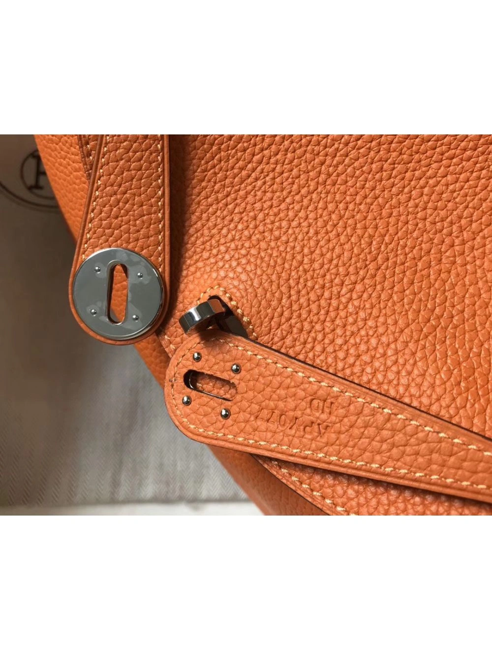 Hermes Lindy 26cm Bag In Orange Clemence Leather PHW