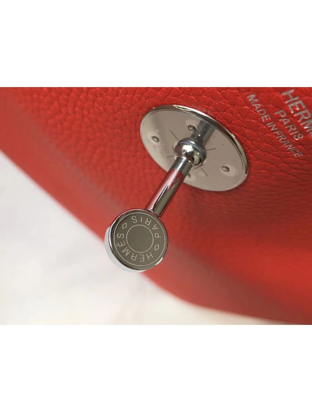 Hermes Lindy 26cm Bag In Red Clemence Leather PHW