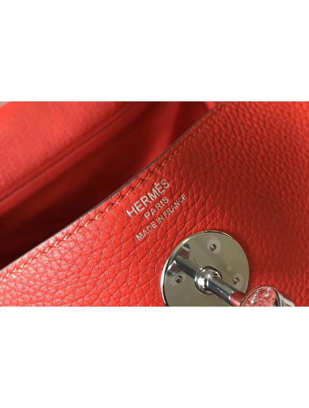 Hermes Lindy 26cm Bag In Red Clemence Leather PHW
