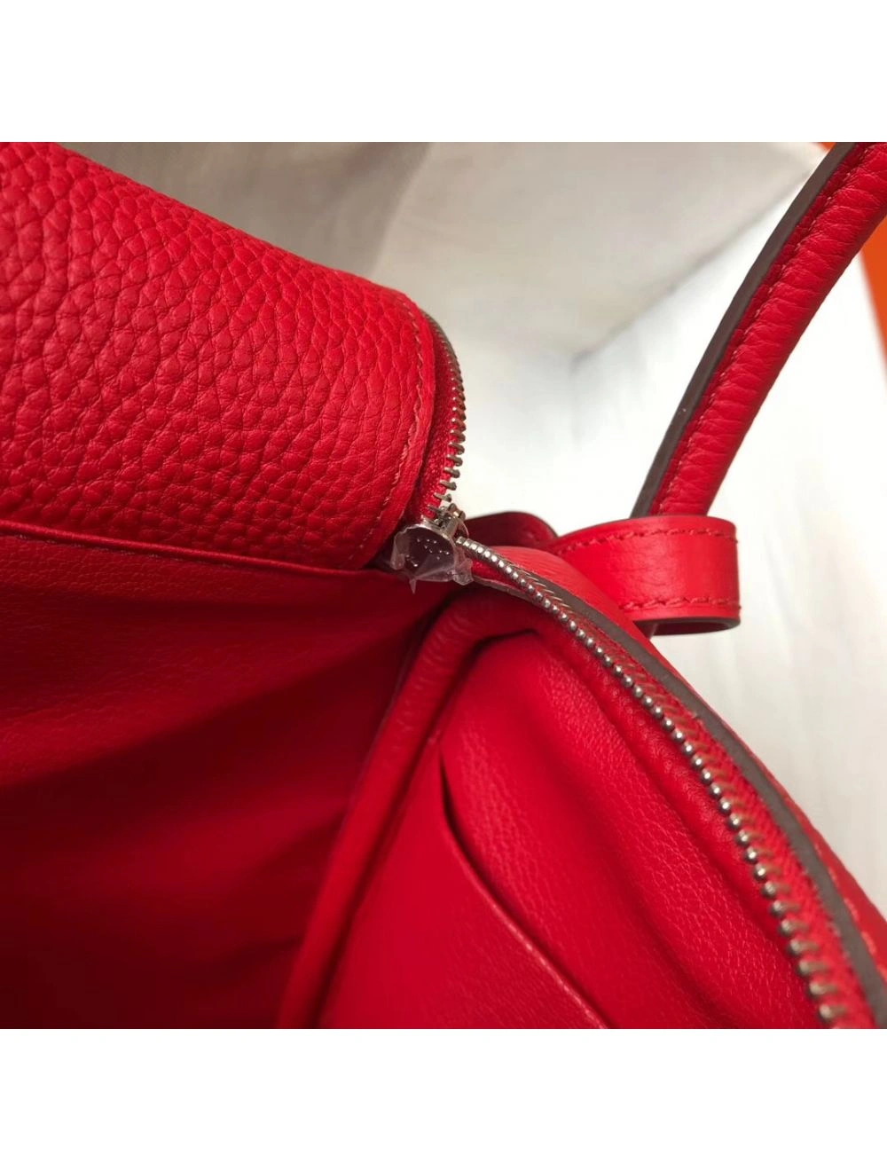 Hermes Lindy 26cm Bag In Red Clemence Leather PHW