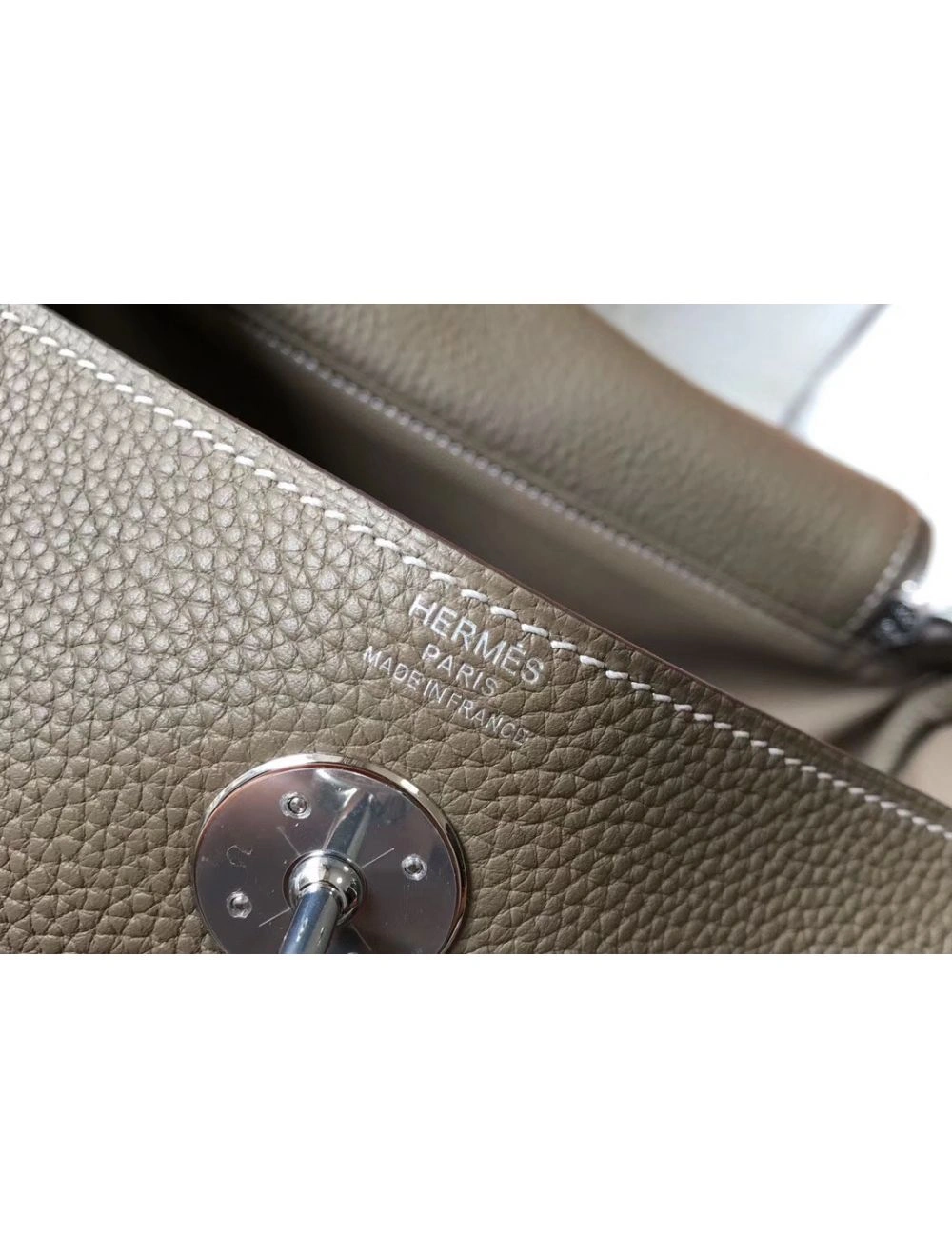 Hermes Lindy 26cm Bag In Taupe Grey Clemence Leather