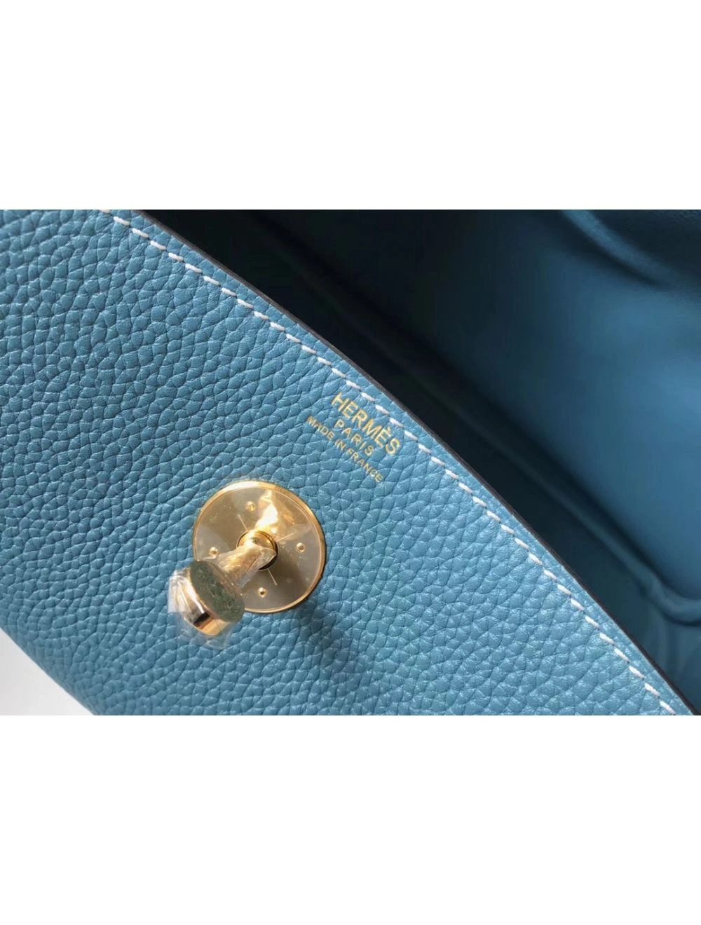 Hermes Lindy 30cm Bag In Blue Jean Clemence Leather GHW