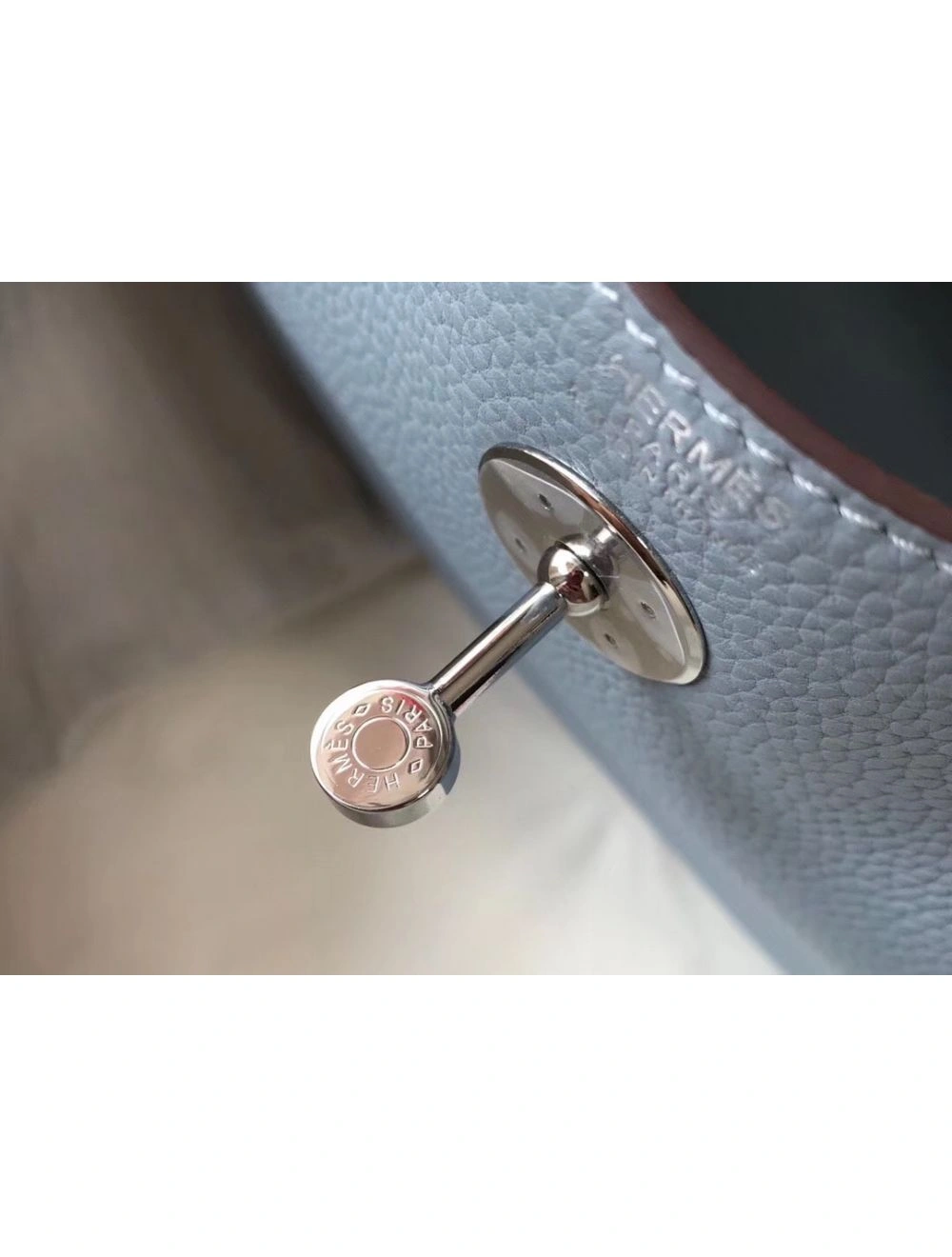 Hermes Lindy 30cm Bag In Blue Lin Clemence Leather PHW