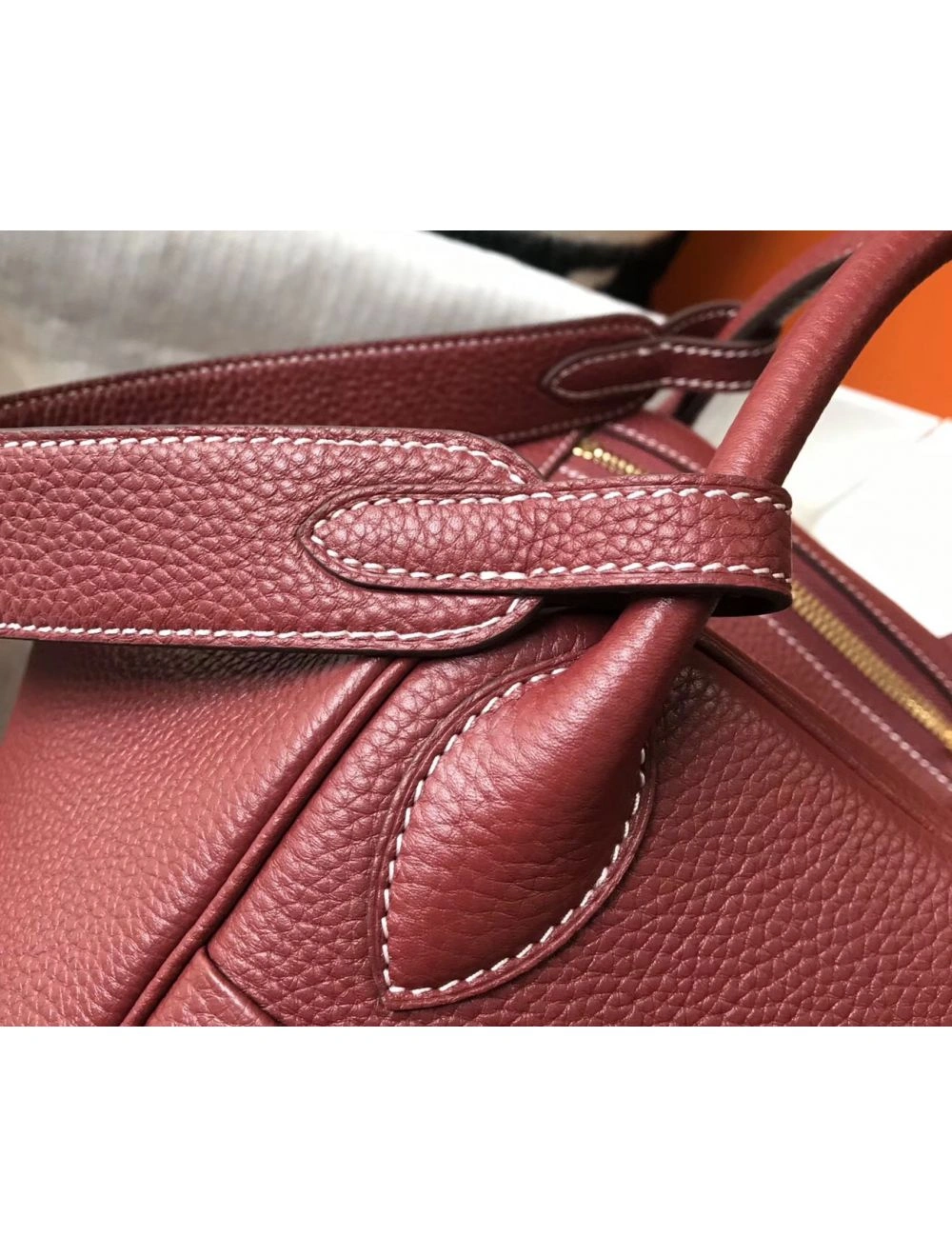 Hermes Lindy 30cm Bag In Bordeaux Clemence Leather GHW