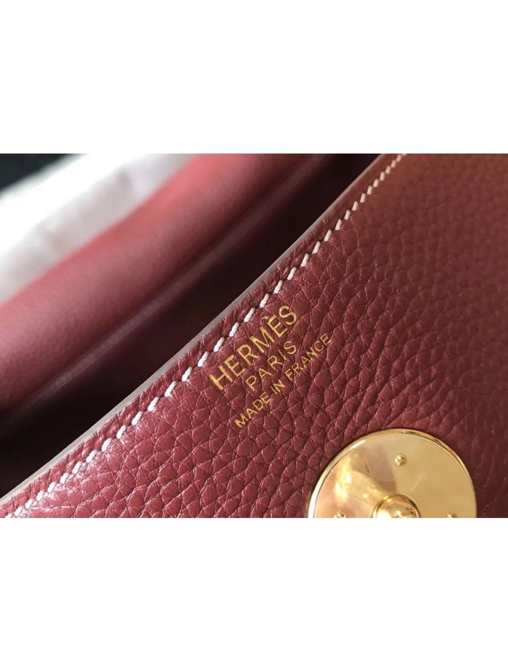 Hermes Lindy 30cm Bag In Bordeaux Clemence Leather GHW