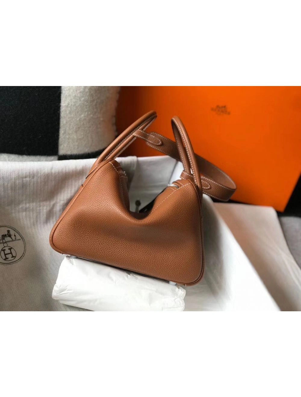 Hermes Lindy 30cm Bag In Gold Clemence Leather PHW